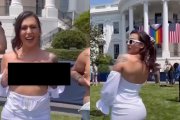 Transmodelka pokazała się topless podczas spotkania z prezydentem w Białym Domu