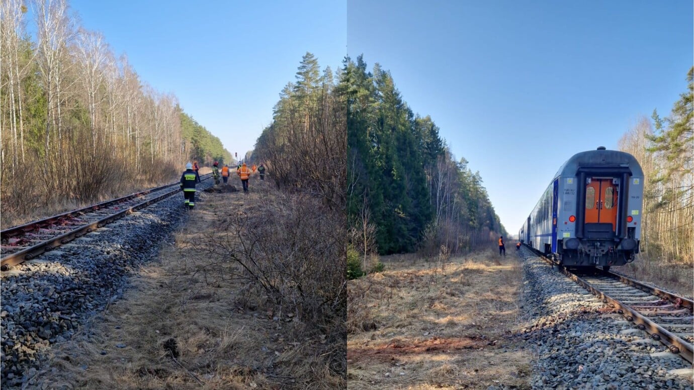 Pociąg, wypadek. Fot. Facebook@KP PSP w Hajnówce. Pociąg, wypadek. Fot. Facebook@KP PSP w Hajnówce.