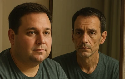 A realistic photo-style image illustrating the concept of 'Ozempic face' in a different way. Show a 