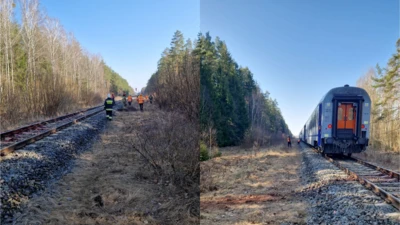 Pociąg, wypadek. Fot. Facebook@KP PSP w Hajnówce. Pociąg, wypadek. Fot. Facebook@KP PSP w Hajnówce.